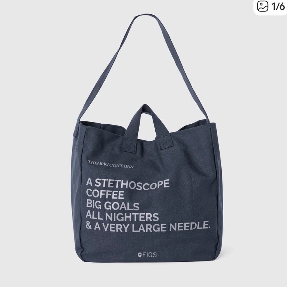 NWT NEW Figs color dark harbor Rare scrubs tote hospital bag nurse doctor RN
